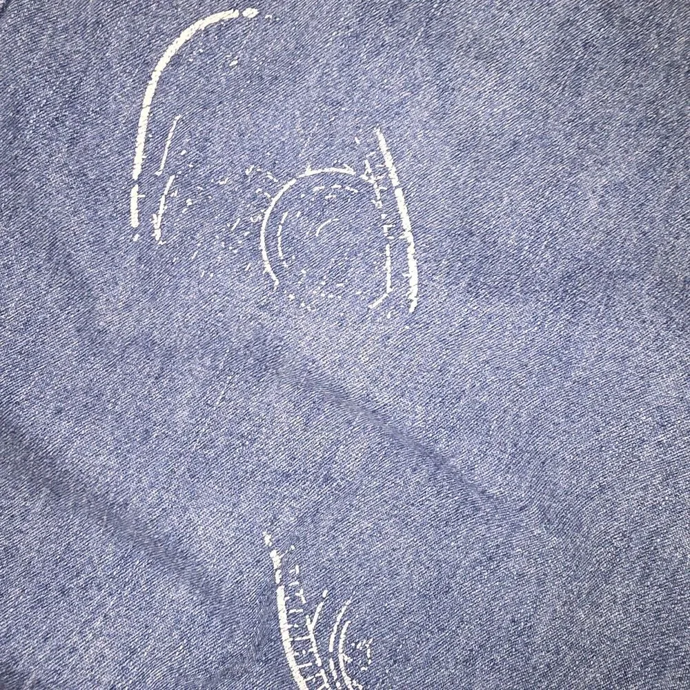Raw Blue Jorts Shorts Y2K Vtg Sneaker Embroidered Shoe Prints Size 36